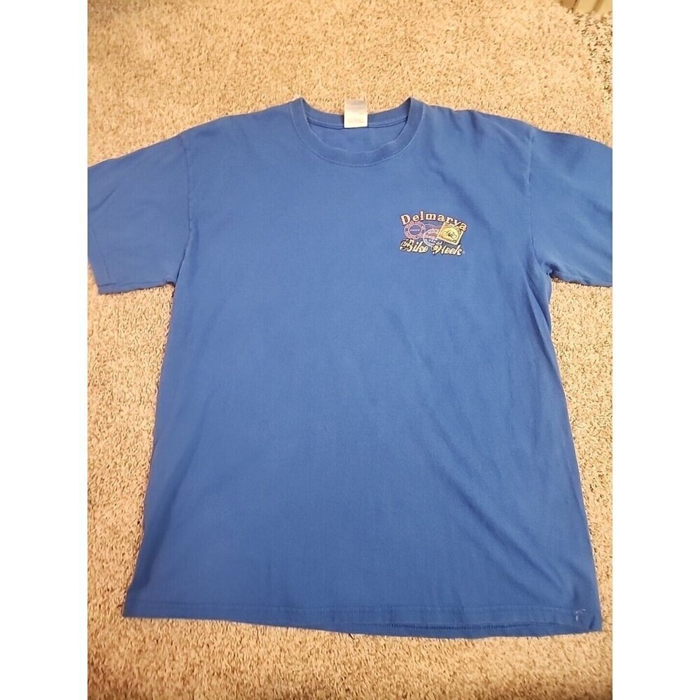 Vintage Delmarva Bike Week Shirt Mens L Harley Blue Short Sleeve Cotton 2010